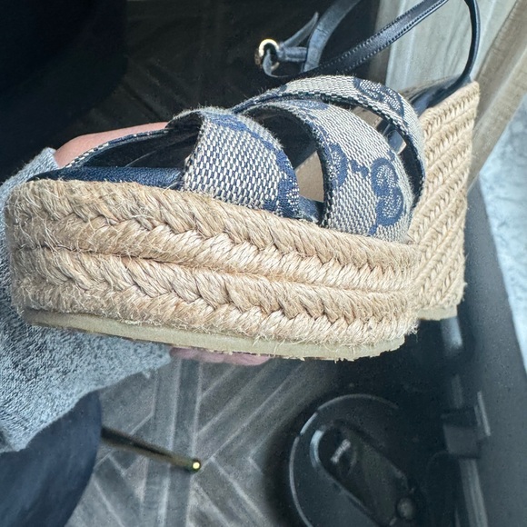 USED -GUCCI Penelope GG Canvas- espadrille wedge size 6 1/2- AUTHENTIC - Picture 6 of 16